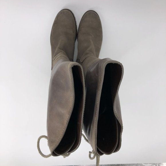 Cole Haan Nike Air Waterproof Knee High Boots Weathered Suede Leather Brown Lace - Picture 15 of 16